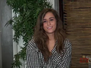 First time interview for cute young brunette Anastasia Black