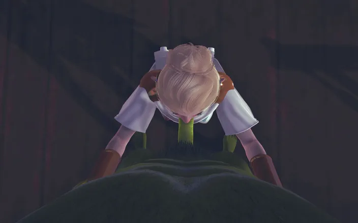 Waifu club 3D: Cute elf sucks orc cock POV