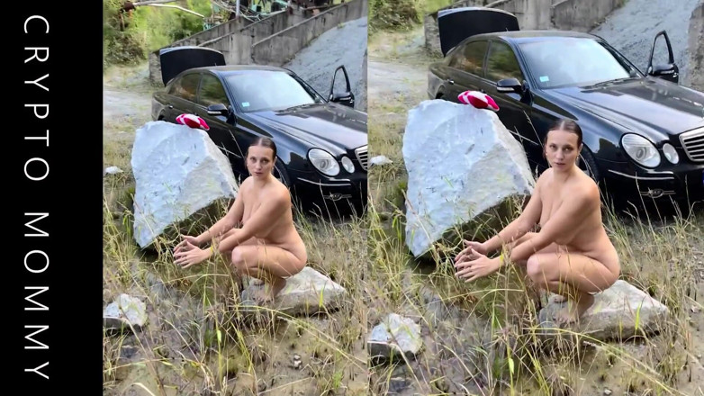 Crypto Mommy: Ciężarna macocha pierwszy orgazm analny w samochodzie