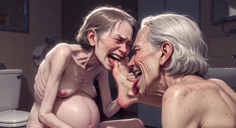 YOUR BEST FANTASY: Two Ugly 90 Year Old Grannies Foot Fetish - Licking &amp; Moaning in...