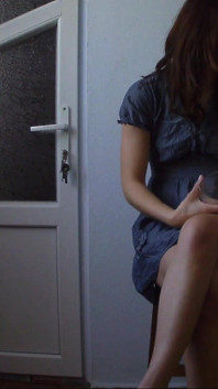 Horny Girl on a Chair Drinks Juice and Play with Herself