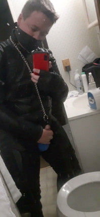 Leather Biker Jerking off in Leather Suit