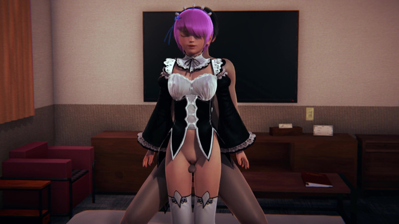Waifu club 3D: Guy rubs cock on Ram's pussy and cums