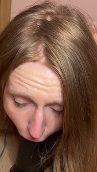 Blowjob on Big Black Dildo with Deepthroat