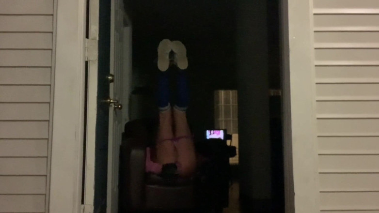 CindieLove: Hot sissy apt door wide open fucking her ass with...
