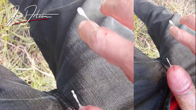 Jon Arteen: Draußen masturbiert Jon Arteen seinen tumesierenden Twink-schwanz, ejakuliert sperma, dass...