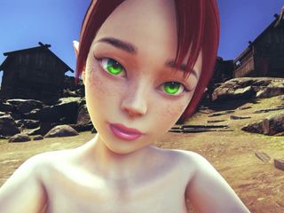 Waifu club 3D: Une elfe rousse chevauche ta bite en POV