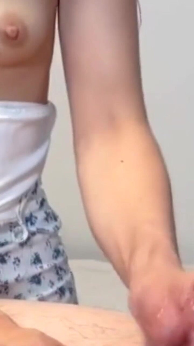Skinny Brunette with Small Tits Offered Him a Handjob (MyTinyDick)