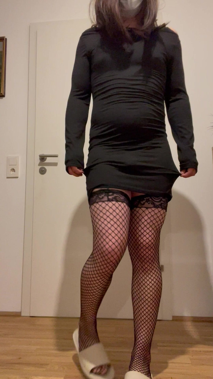 femboysoft: Crossdressing Femboy Fishnet Thong