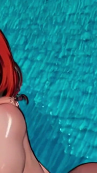 Wanita menanggalkan pakaian renangnya di kolam dan berbogel sepenuhnya