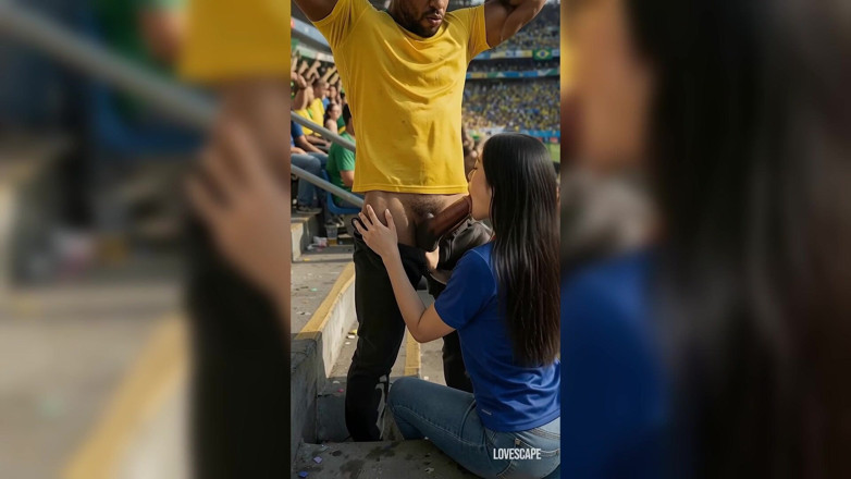Lovescape: Un fan brazilian a supt pe balconul stadionului