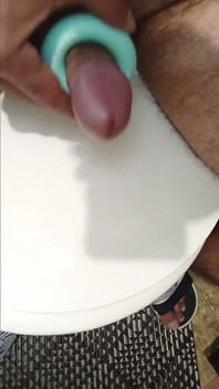 Solo Cock Masturbation with a Sex Toy. the Beautiful Head Flows and Cums. the View of Sperm Is Very Close!