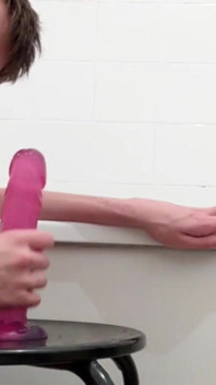 Ftm Sits on 8 Inch Dildo