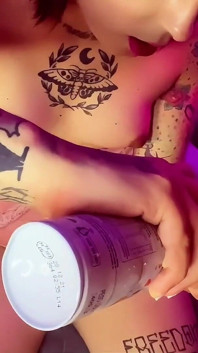 Trans Girl Emma Ink Sucks Big Dick with Whipped Cream
