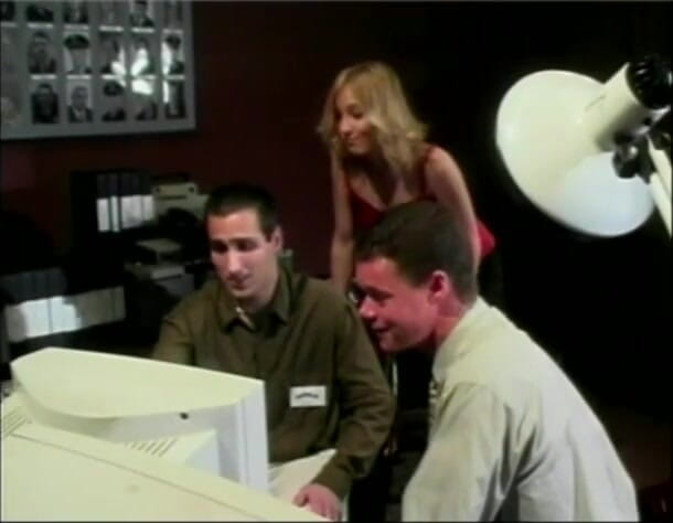 Old Good Porn: Hot Andrea Adams rides dude on office chair