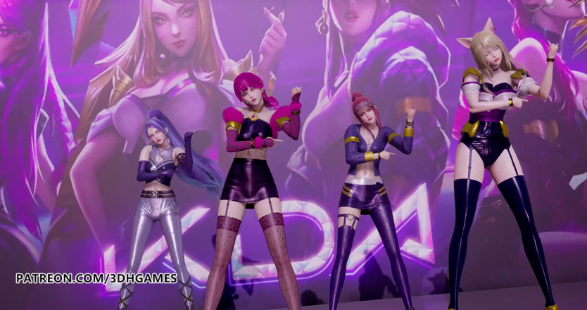 3D-Hentai Games: Black Pink - Wie du diesen striptease magst, Ahri, Akali, Evelynn,...