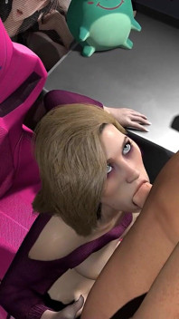 Een blond meisje neuken op een gamestoel