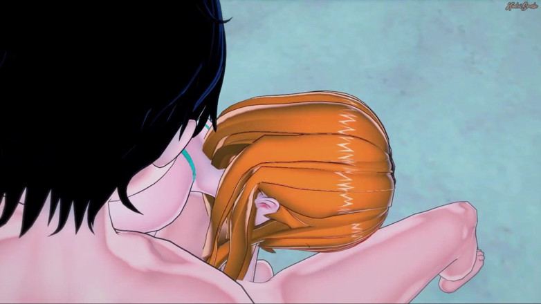 Hentai Smash: Luffy piledrives Nami am strand, große hüpfende titten - Einteiler-Hentai.