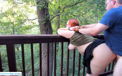 Red Queen: Sneaking Risky Public Trail Sex with a Redhead with Pigtails