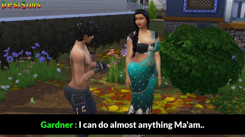 Desi Sims: Desi married Saree aunty seducing this young Indian gardener
