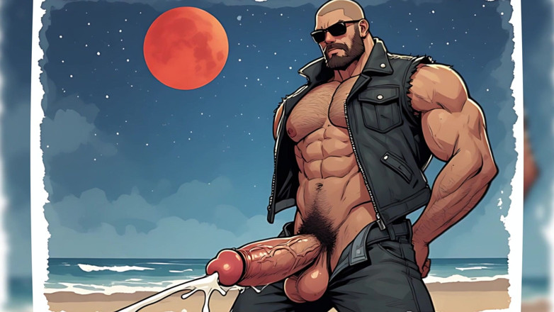 Erotic Man: Sexy motorkář muži vytáhl ptáky (ai)