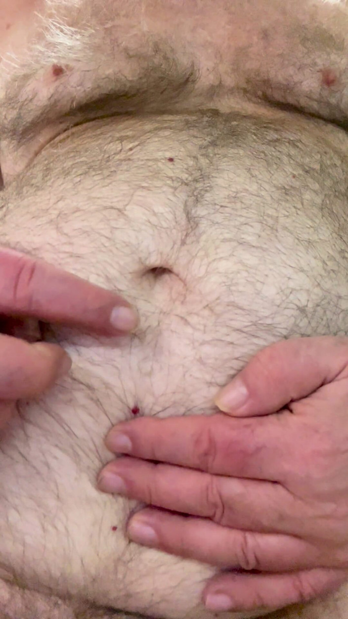 Coach Karl dude lodge: Coach Karl Rubs His Furry Belly for You 6940