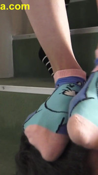 Sock Teenies Trample Face and Hand Hands of Slave