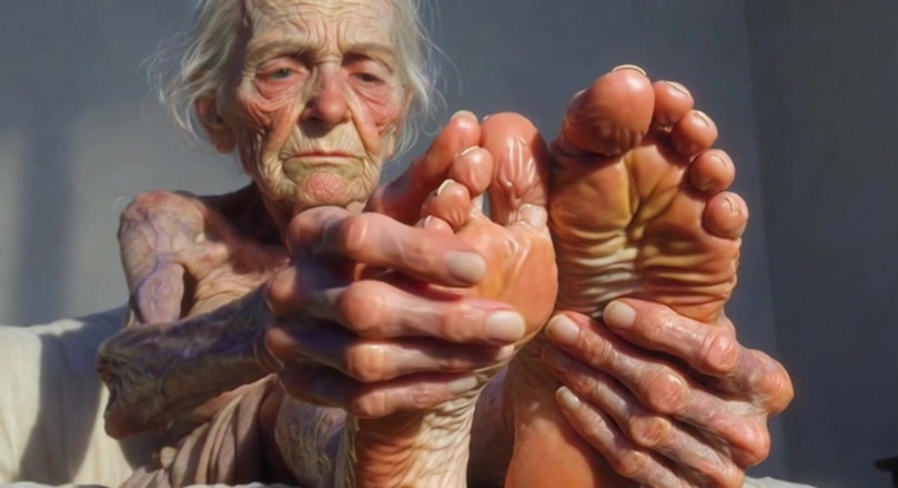 Anime Hentai: Granny Foot Oil Play - Self Massage Makes Her Horny and...