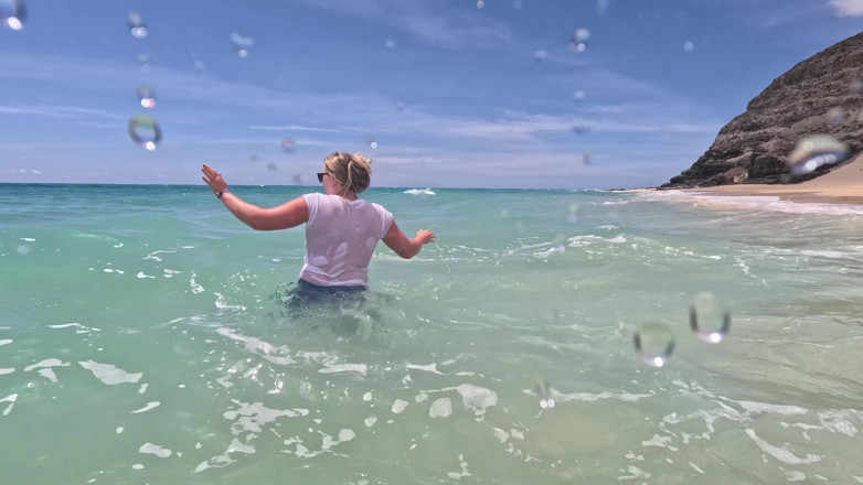 Emma Voyeur: Girl Wetting Jeans in the Ocean and Swimming in Wet...