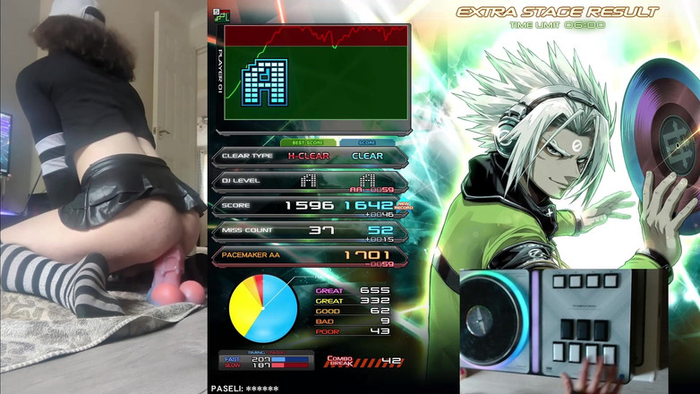 Rainbow Femboy: Femboy Raine Riding Toys While Playing Beatmania Iidx