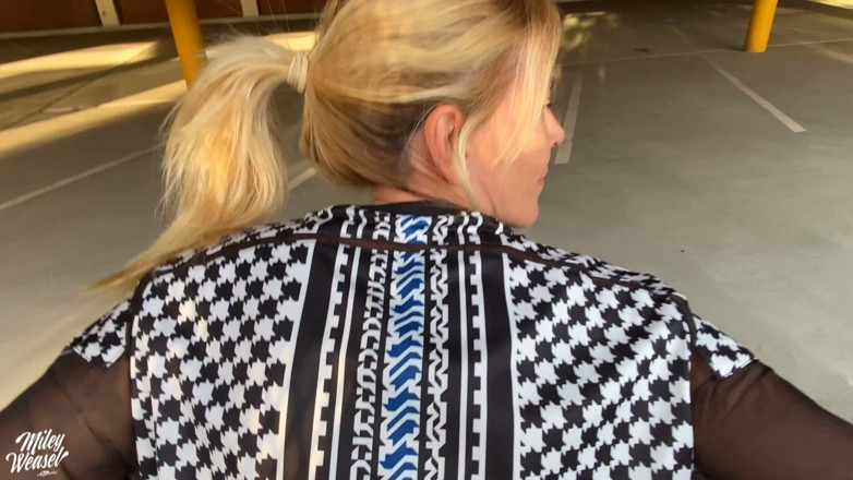 Miley Weasel: Horny Blonde MILF Slut Gets Fucked Throughout the Parking Garage