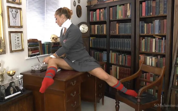 St Mackenzie's Archive: Mercedes Smokes and Strips in Headmistress Office