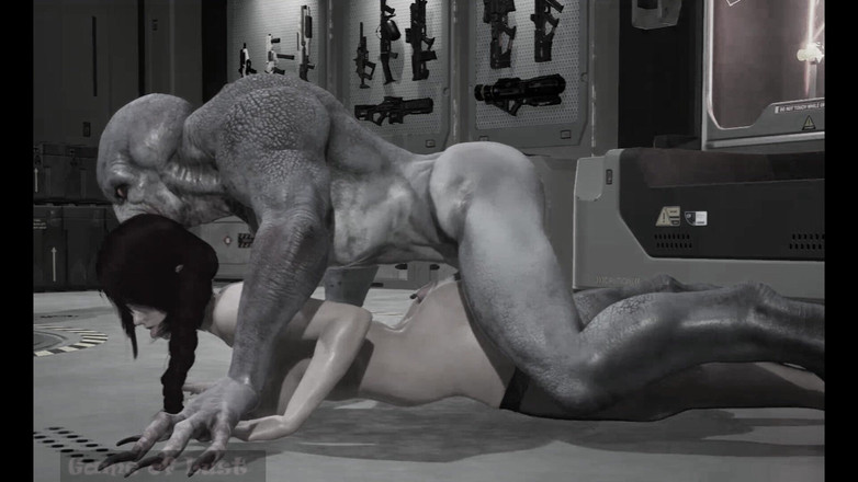 Game of Lust 3D: Büyük memeli esmer büyük uzaylı ile yerde anal seks