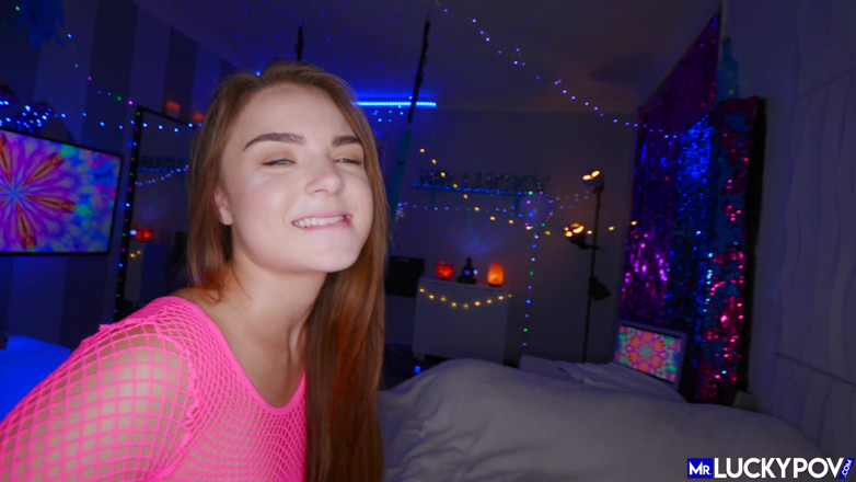 Mr.Lucky POV: Horny teen redhead and brunette sluts threesome cumswap