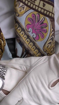 Vários relógios de luxo e luvas de couro brancas longas, JOI, Lady Victoria Valente