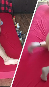 Mamada con esposa amateur, coño peludo, gran culo Masaje sensual de pareja caliente con aceite en el cuerpo.