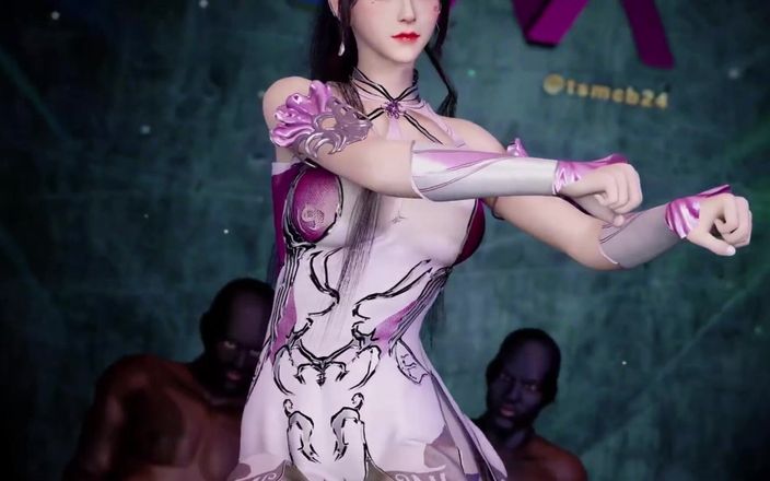 Why fuck so hard: Une salope cosplay à gros nichons en 3D fait son premier gangbang