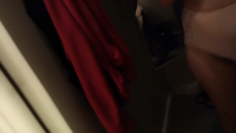 Amateur_MS: Exy Brunette in Dressing Room, Hairy Pussy, Big Ass, Big...