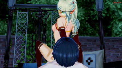 Hentai Smash: Hot Warcraft Elf berijdt het gezicht van een man voordat...