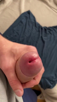 Pulled Out a Big Dick and Cum on a Blue T-shirt