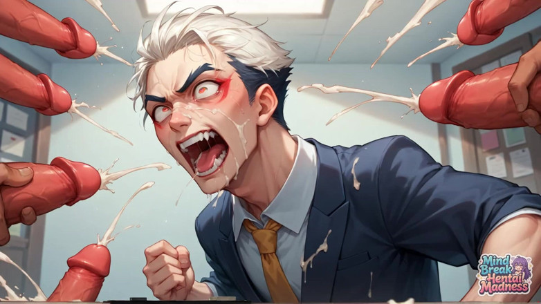 Mind Break Hentai Madness: Ein weißhaariger Manager in einem Anzug wird von einem Sturm...