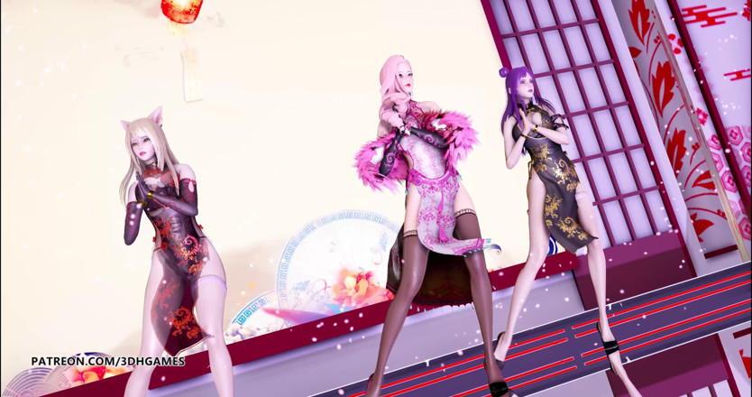 3D-Hentai Games: Tougen Renka - Striptýz Ahri Kaisa Seraphine sexy erotický tanec