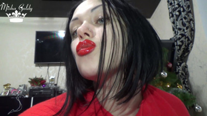 Goddess Misha Goldy: Red lips & lipgloss JOI