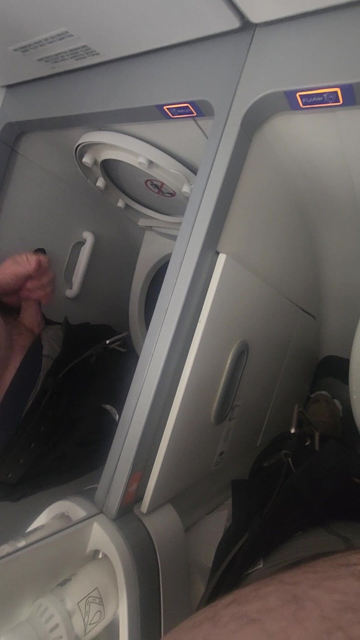 Djk31314: Baia avionului se masturbează și ejaculează.