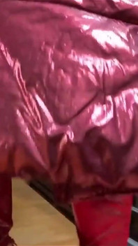 Mono de nylon rojo fetiche cameltoe provoca, mamada profunda y semen en mi camisa