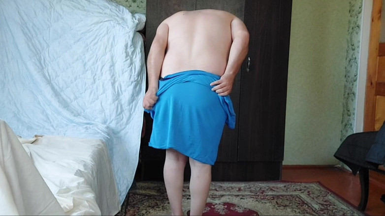 Kitty_Cross: Boy to Girl Shemale Blue Skirt White Legs