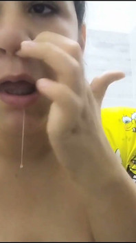 Jazyk fetiš Snot Nose Play Nos Sperma na mých rovnátkách