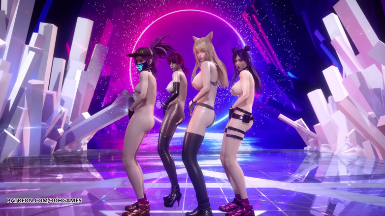 3D-Hentai Games: [mmd] (g)i-dle - tomboy ateşli striptiz dansı ahri akali evelynn kaisa league...