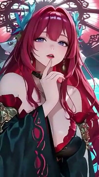 Forbidden Feast in the Underwater Palace, Black and Red Kimono Slightly Wet.