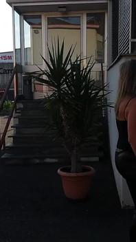 Granny Walking Outside in Black Leggins